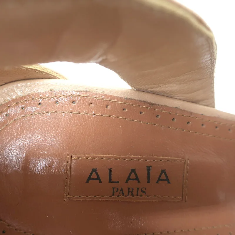 Alaia Schnürstiefeletten mit Ausschnitten in Nude-Leder Größe 38.5 Offene Zehen Knöchelstiefel