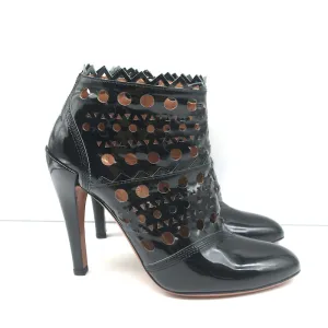 Alaia Laser-Cut Stiefeletten Schwarz Lackleder Größe 38.5 High Heel Booties