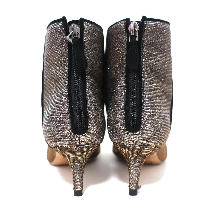 Alexandre Birman Knöchelstiefel Kittie Silber/Gold Metallic Lurex Stiefeletten Größe 36.5