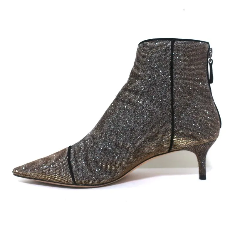 Alexandre Birman Knöchelstiefel Kittie Silber/Gold Metallic Lurex Stiefeletten Größe 36.5