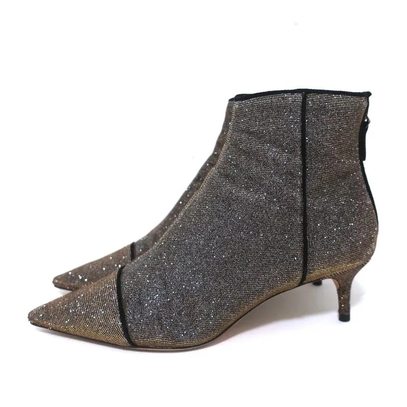 Alexandre Birman Knöchelstiefel Kittie Silber/Gold Metallic Lurex Stiefeletten Größe 36.5