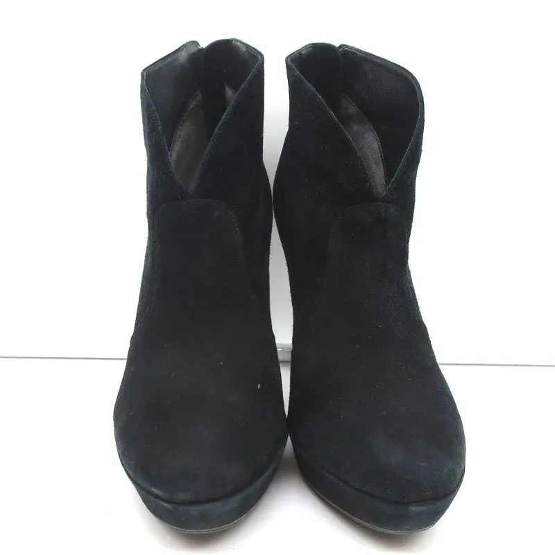 Alexandre Birman Plateauboots Schwarz Wildleder Größe 7 Stiefeletten mit hohem Absatz