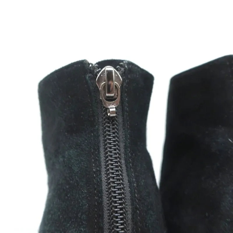 Alexandre Birman Plateauboots Schwarz Wildleder Größe 7 Stiefeletten mit hohem Absatz