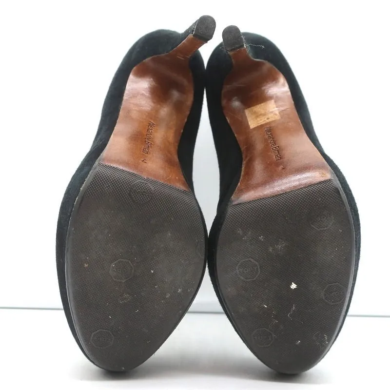 Alexandre Birman Plateauboots Schwarz Wildleder Größe 7 Stiefeletten mit hohem Absatz