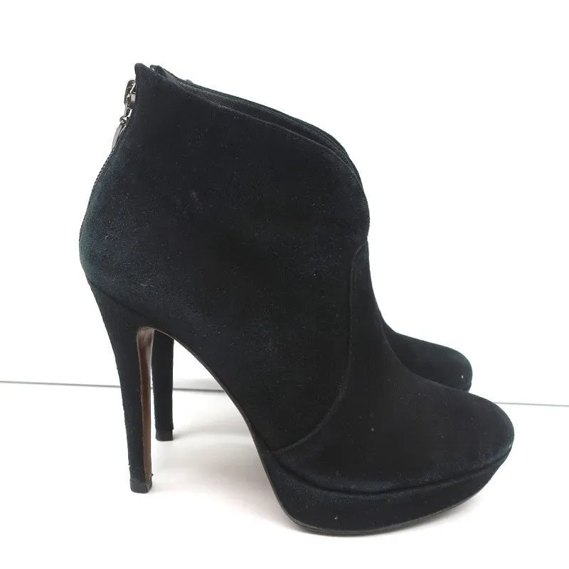 Alexandre Birman Plateauboots Schwarz Wildleder Größe 7 Stiefeletten mit hohem Absatz