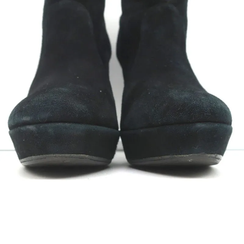 Alexandre Birman Plateauboots Schwarz Wildleder Größe 7 Stiefeletten mit hohem Absatz