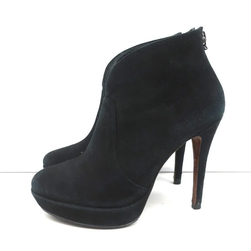 Alexandre Birman Plateauboots Schwarz Wildleder Größe 7 Stiefeletten mit hohem Absatz