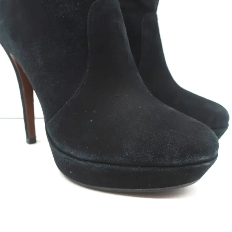 Alexandre Birman Plateauboots Schwarz Wildleder Größe 7 Stiefeletten mit hohem Absatz