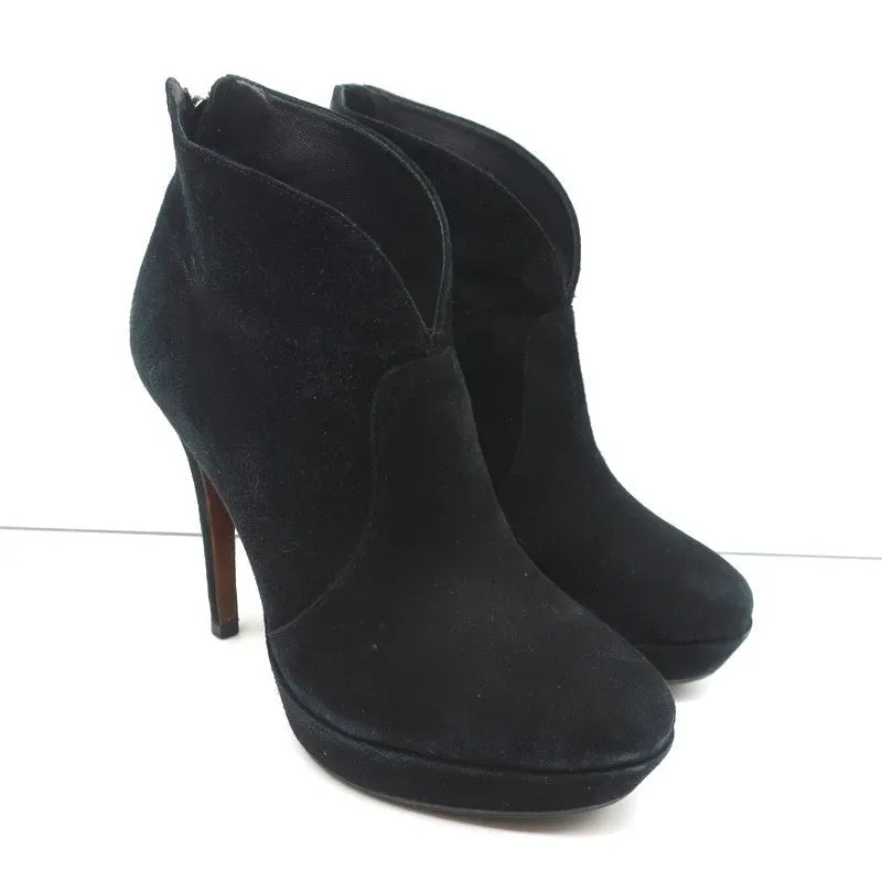 Alexandre Birman Plateauboots Schwarz Wildleder Größe 7 Stiefeletten mit hohem Absatz