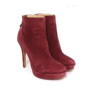 Alexandre Birman Plateauboots Rot Wildleder Größe 7 Stiefeletten mit hohem Absatz