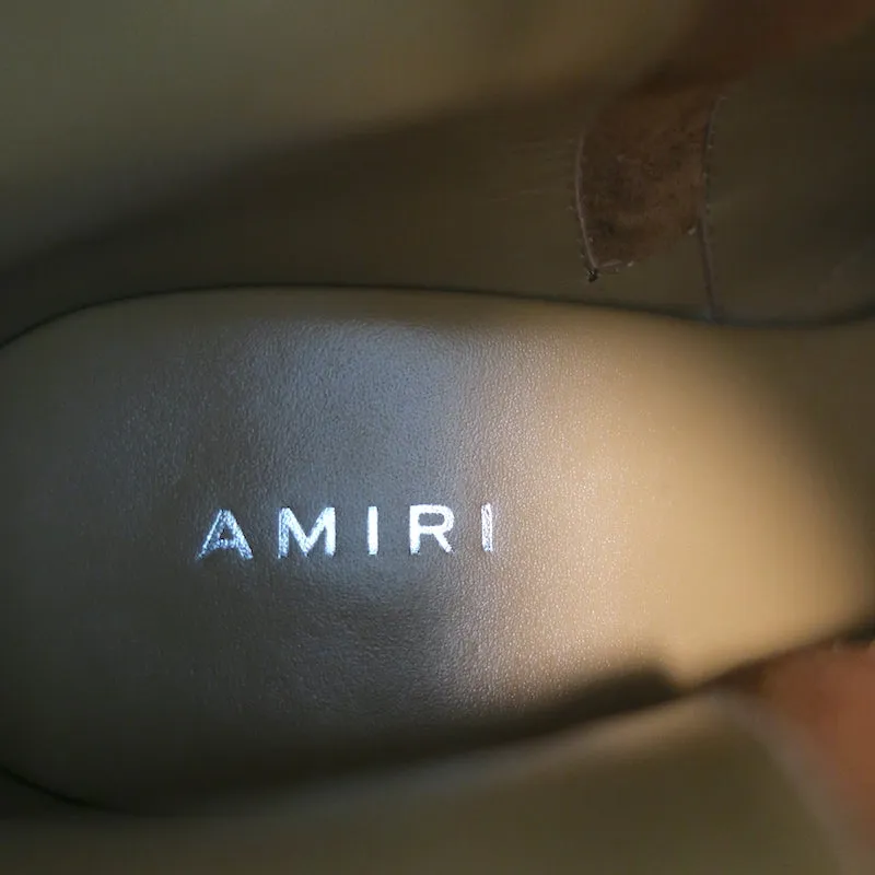 Amiri Geraffte Knöchelstiefel Braun Wildleder Größe 38.5 Seitlicher Reißverschluss Stiefeletten