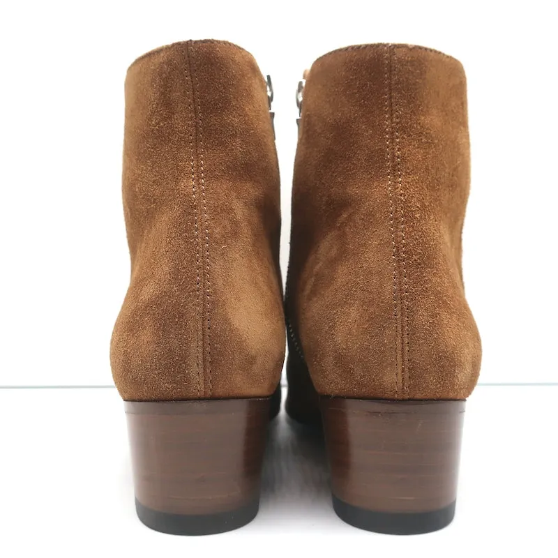Amiri Geraffte Knöchelstiefel Braun Wildleder Größe 38.5 Seitlicher Reißverschluss Stiefeletten
