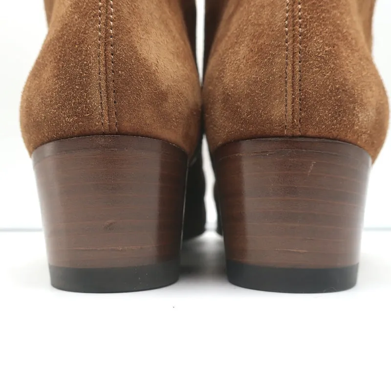 Amiri Geraffte Knöchelstiefel Braun Wildleder Größe 38.5 Seitlicher Reißverschluss Stiefeletten