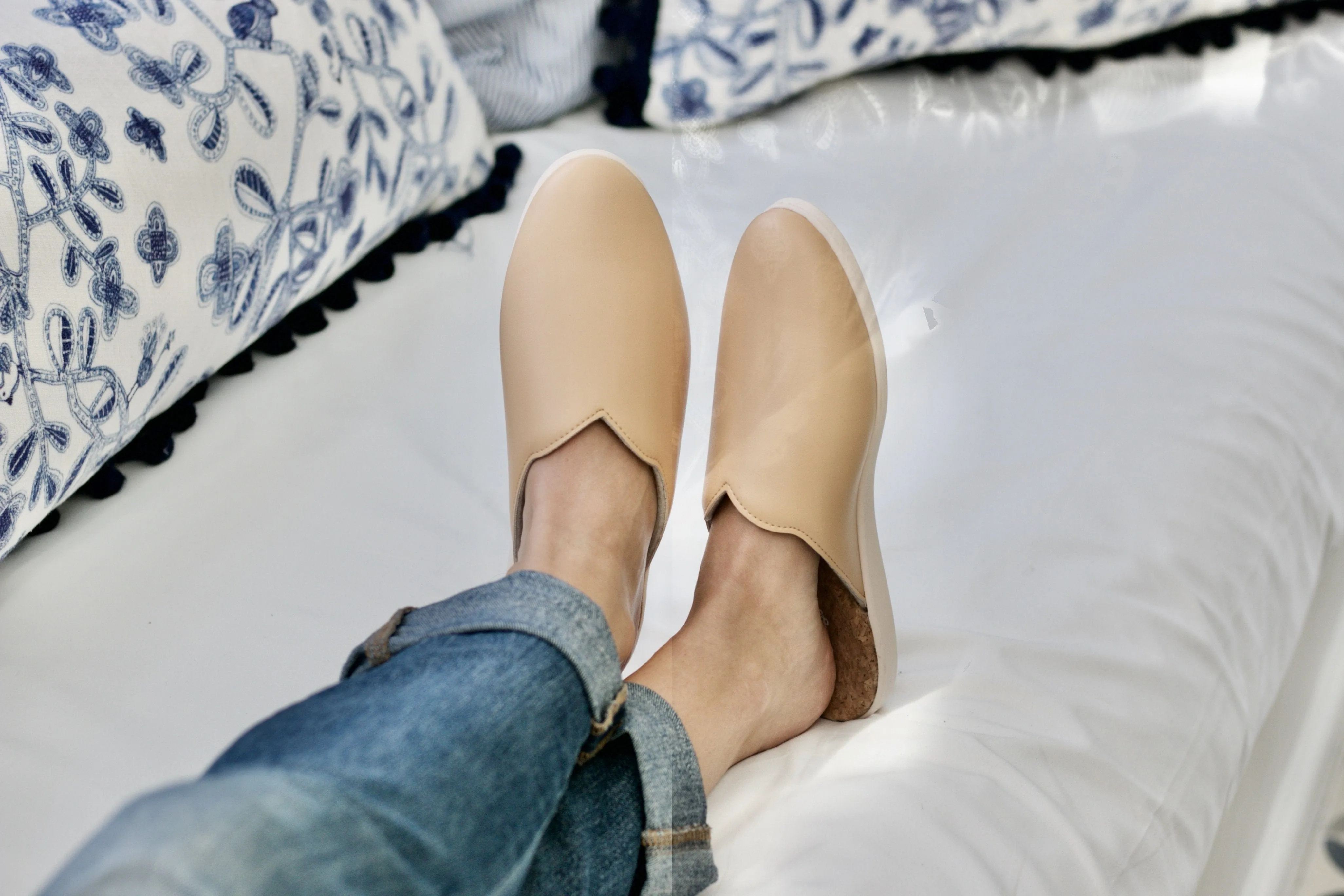 Apple Leder Vegan Haus Pantoffeln | Honig Beige