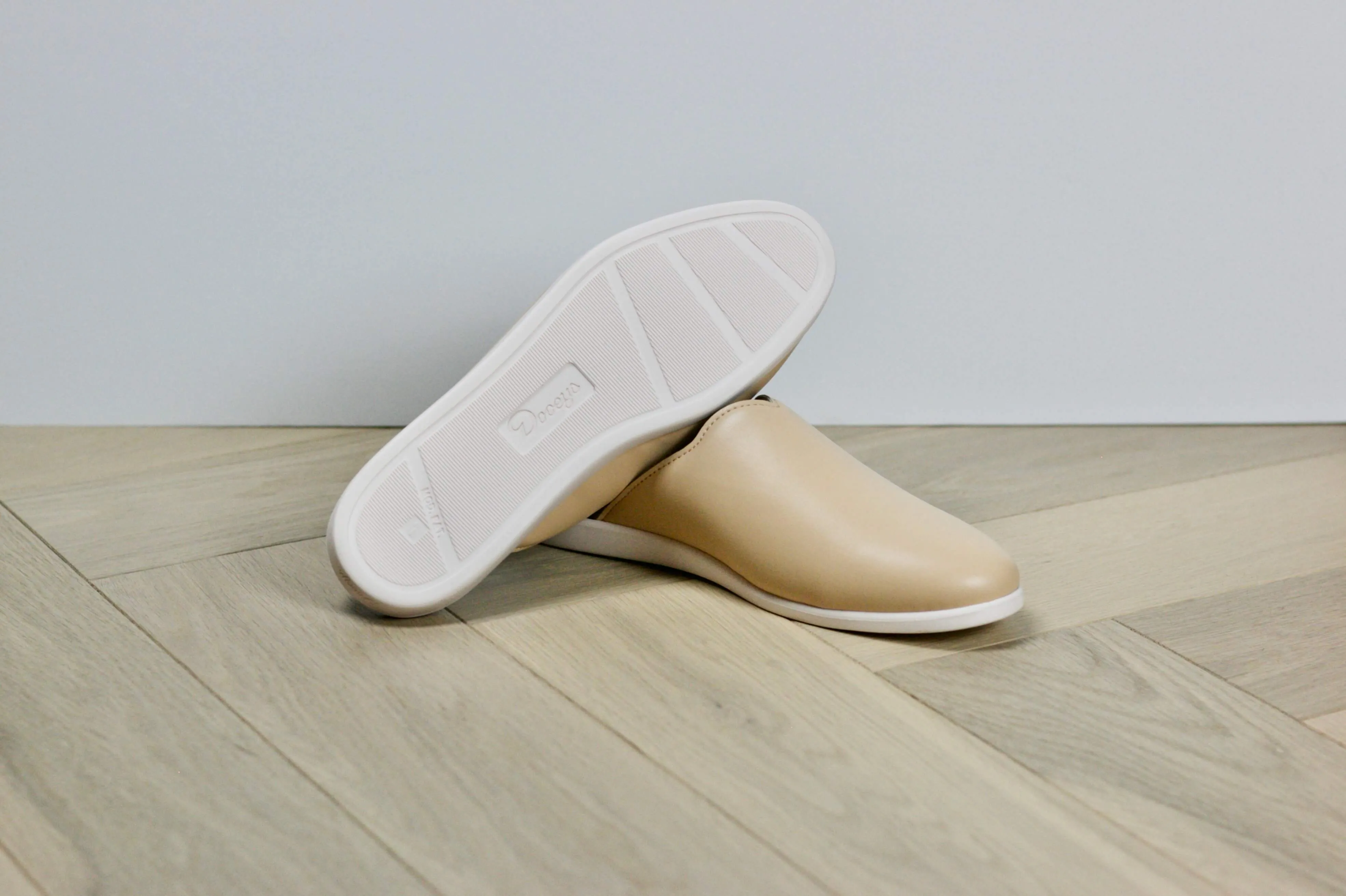 Apple Leder Vegan Haus Pantoffeln | Honig Beige