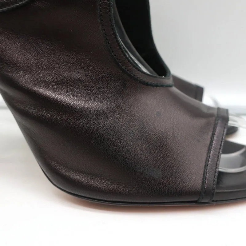 Aquazzura Sexy Thing Cutout Stiefeletten Schwarz Leder Größe 38 Offene Zehen Absätze