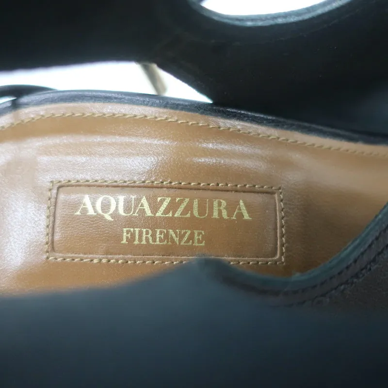 Aquazzura Sexy Thing Cutout Stiefeletten Schwarz Leder Größe 40 Offene Zehen Absätze