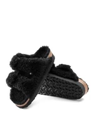 Arizona Big Buckle Shearling Pantoffeln In Teddy Schwarz