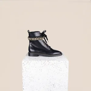 Asti Due Chain - Schwarzes Leder