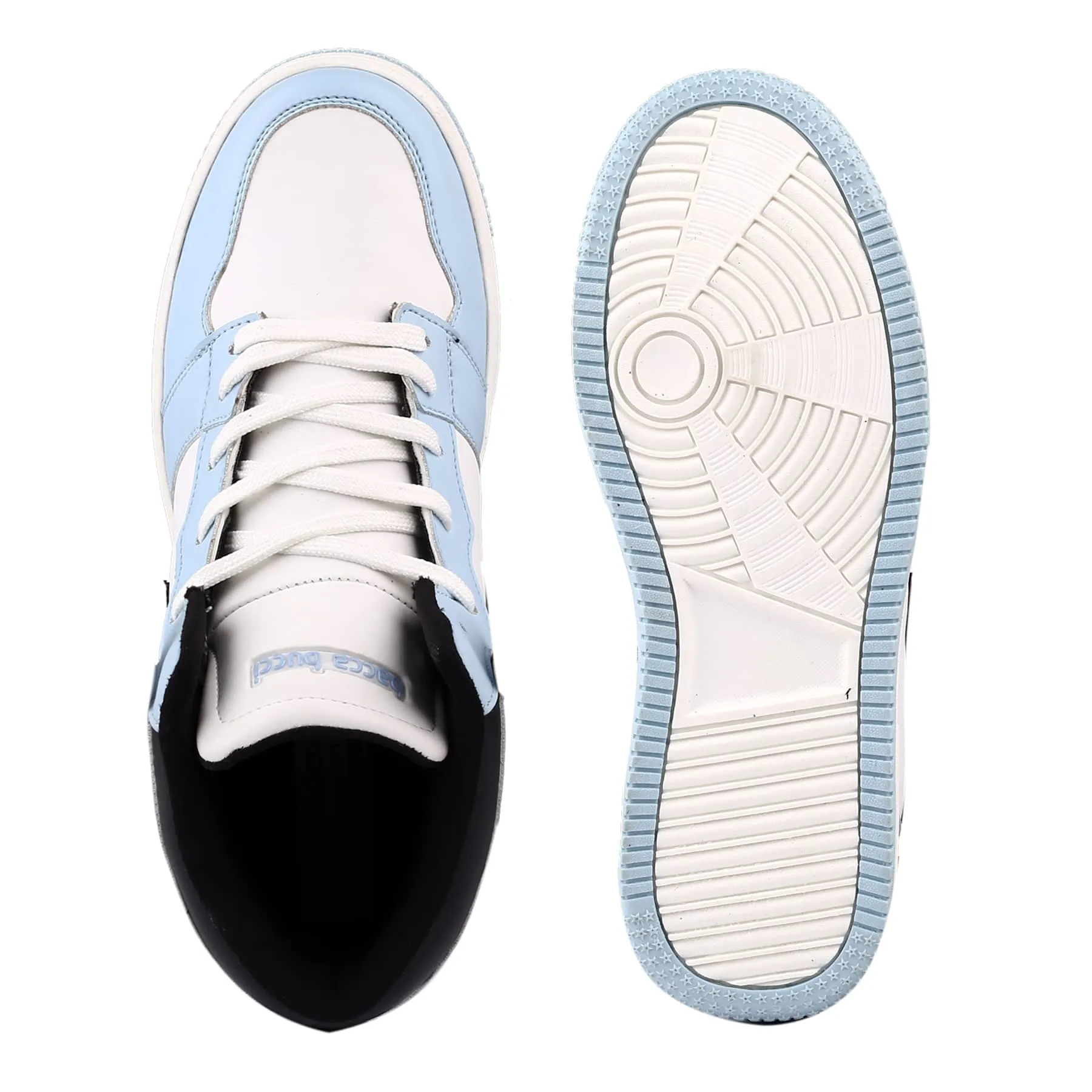 Bacca Bucci Femme High-Top Harmony Sneakers—Elegante Pastellblaue und Rosa Schnürschuhe für Damen