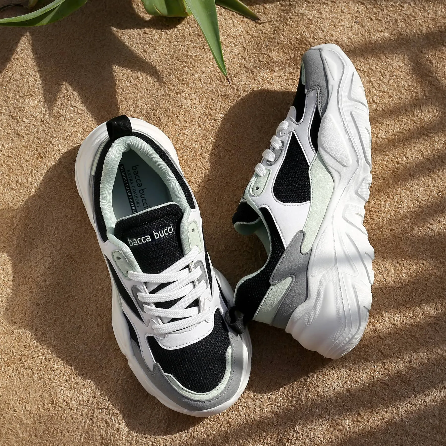 Bacca Bucci SPARK Low-Top Plateau-Sneaker im ColorBlock-Design für Damen | Streetwear-Sneaker mit dicker Sohle