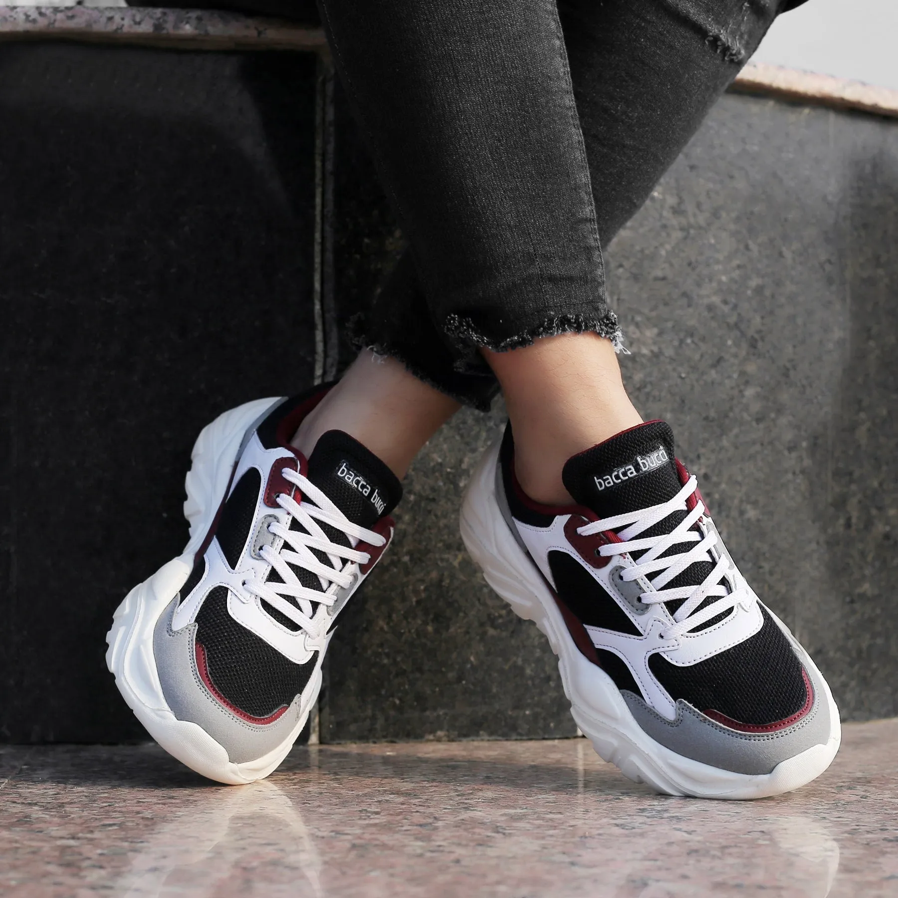 Bacca Bucci SPARK Low-Top Plateau-Sneaker im ColorBlock-Design für Damen | Streetwear-Sneaker mit dicker Sohle