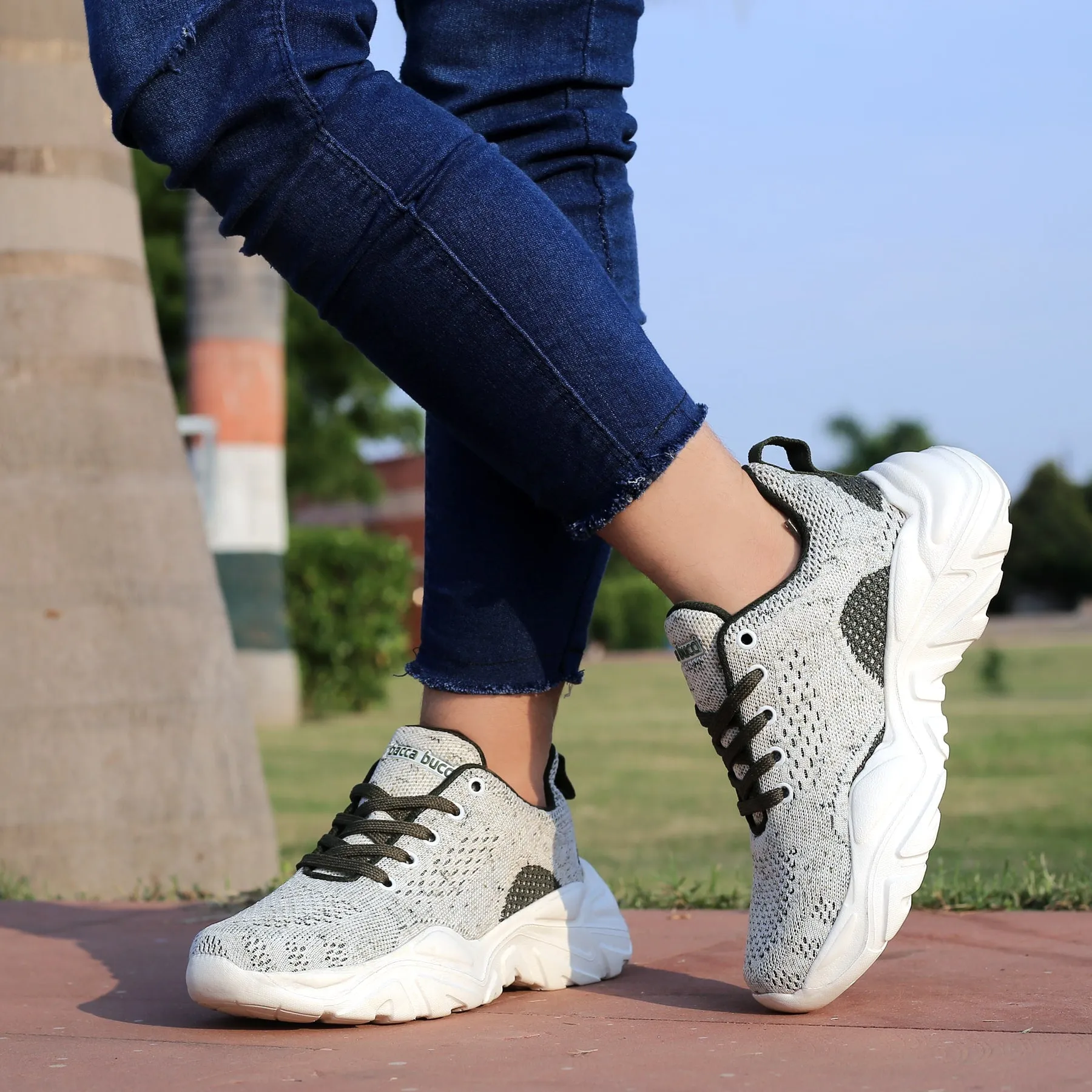 Bacca Bucci Damen CHARLOTTE Low-Top Plateau-Mode-Schuhe | Streetwear Strick-Dicksohlenturnschuhe