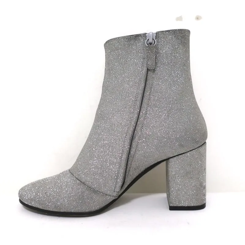 Balenciaga Glitzer Knöchelstiefel Silber Größe 37.5 High Heel Booties