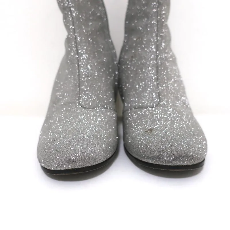 Balenciaga Glitzer Knöchelstiefel Silber Größe 37.5 High Heel Booties