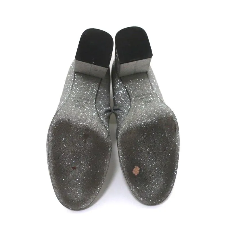 Balenciaga Glitzer Knöchelstiefel Silber Größe 37.5 High Heel Booties
