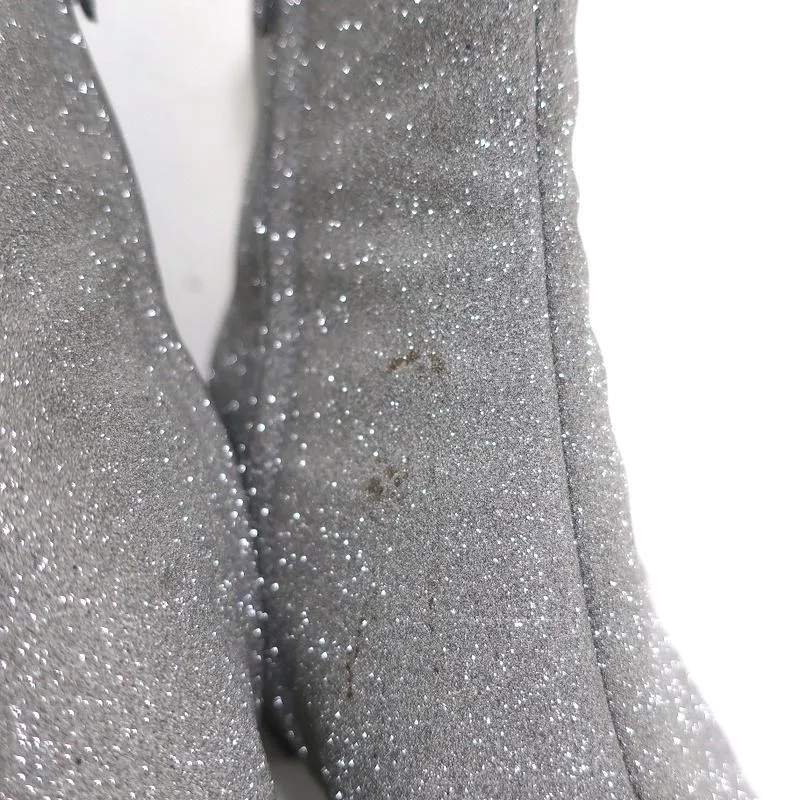 Balenciaga Glitzer Knöchelstiefel Silber Größe 37.5 High Heel Booties