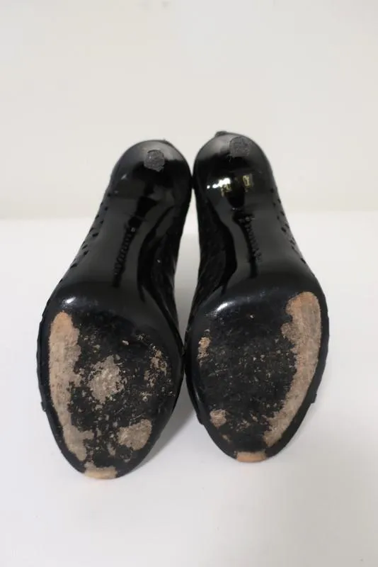 Barbara Bui Offene Stiefeletten Schwarz Perforiertes Leder Größe 38.5 Knöchelstiefel
