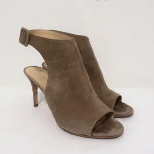 Barneys New York Co-Op Slingback Stiefeletten Beige Wildleder Größe 38 Spitzenabsatz mit offener Zehe