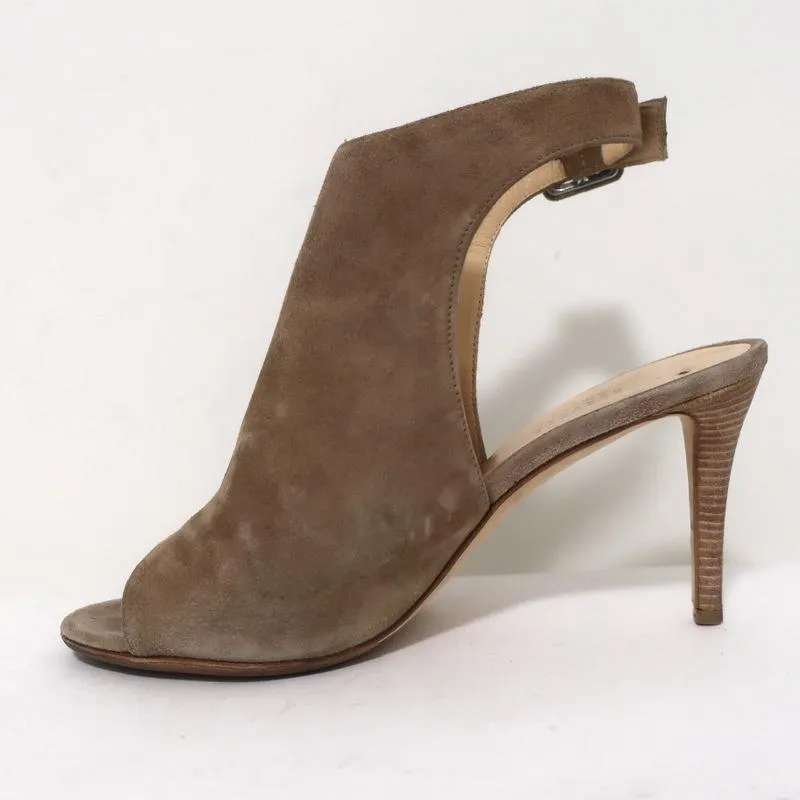 Barneys New York Co-Op Slingback Stiefeletten Beige Wildleder Größe 38 Spitzenabsatz mit offener Zehe