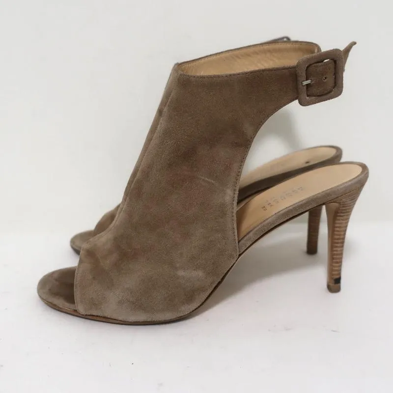 Barneys New York Co-Op Slingback Stiefeletten Beige Wildleder Größe 38 Spitzenabsatz mit offener Zehe