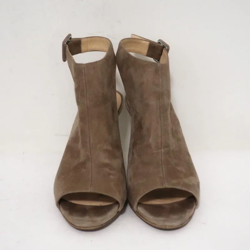 Barneys New York Co-Op Slingback Stiefeletten Beige Wildleder Größe 38 Spitzenabsatz mit offener Zehe