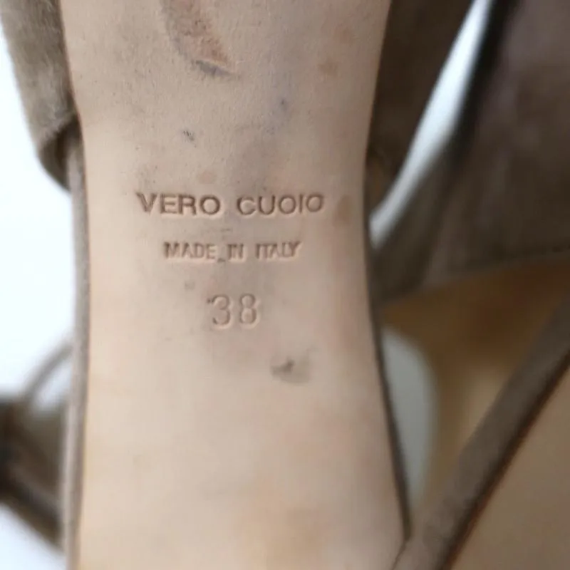 Barneys New York Co-Op Slingback Stiefeletten Beige Wildleder Größe 38 Spitzenabsatz mit offener Zehe