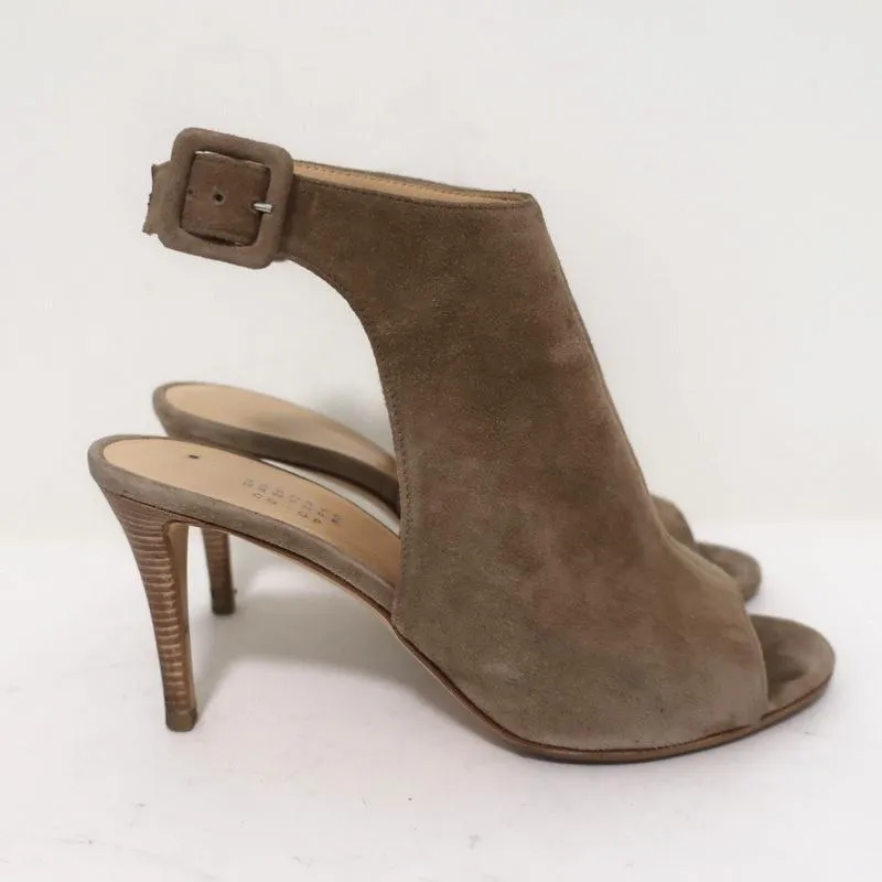 Barneys New York Co-Op Slingback Stiefeletten Beige Wildleder Größe 38 Spitzenabsatz mit offener Zehe