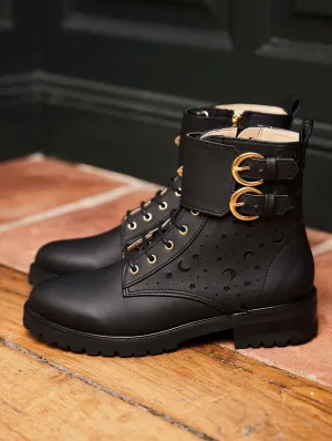 Bastide Vegan Leder Schnürstiefeletten | Schwarz