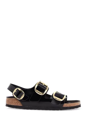 Birkenstock Sandalen aus schwarzem Leder mit drei großen Schnallen