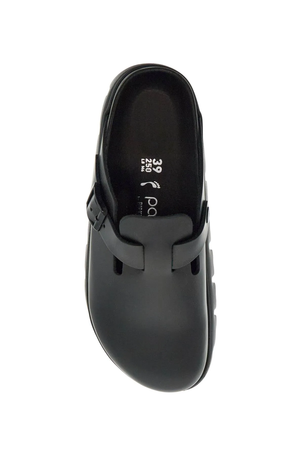 Birkenstock Boston Chunky Pantoffel in schwarzem Naturleder mit Sägezahnsohle