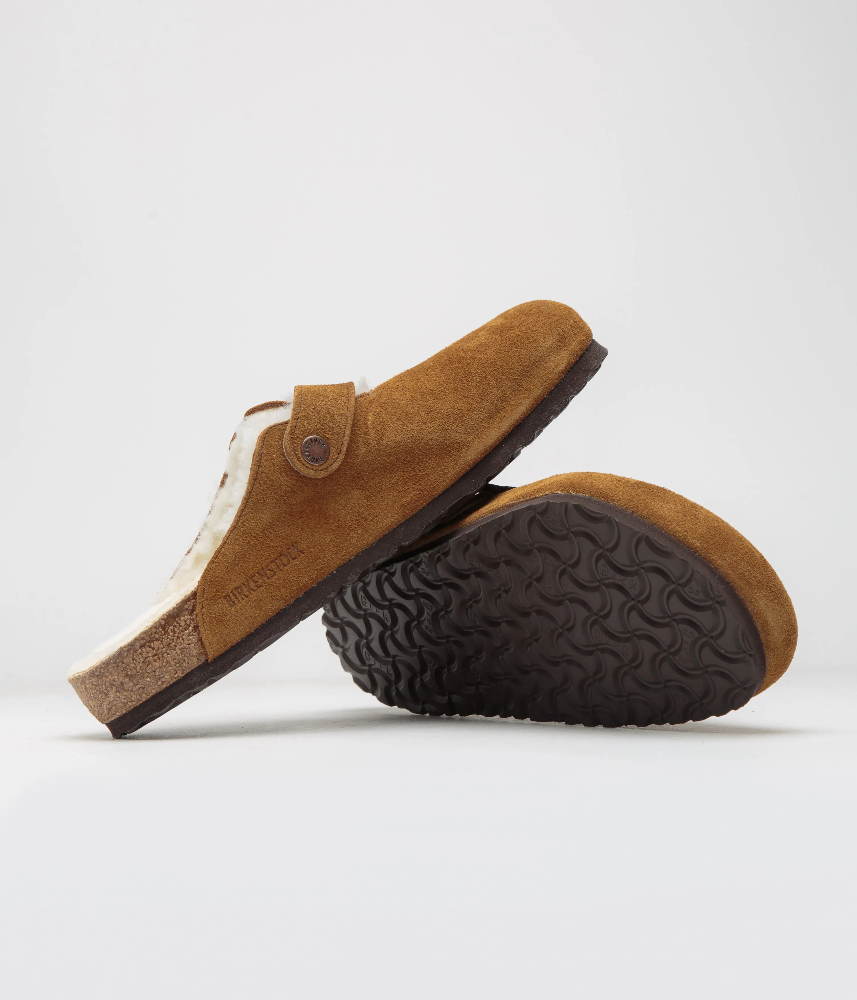 Birkenstock Boston Shearling Sandalen - Mink Birkenstock Schuhe