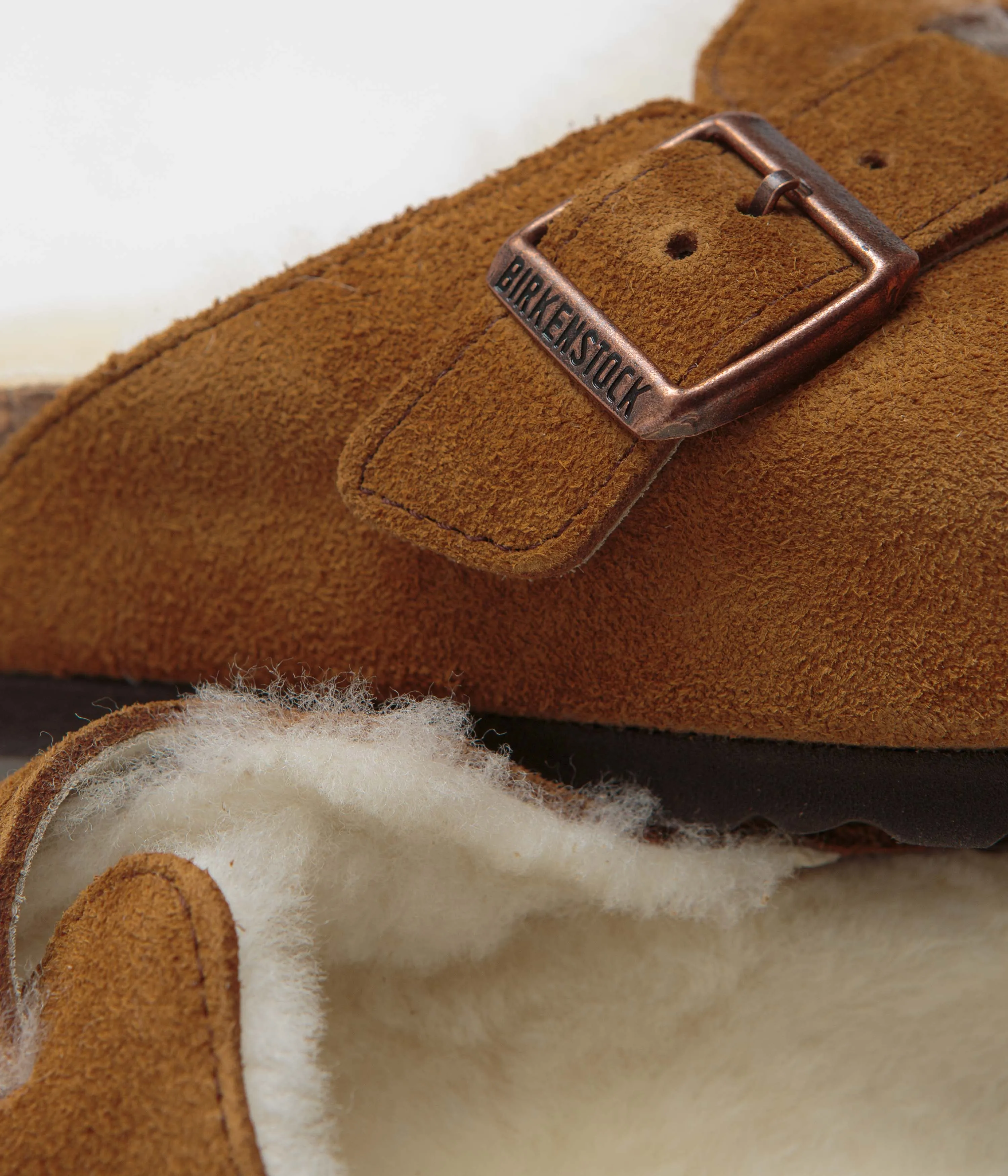 Birkenstock Boston Shearling Sandalen - Mink Birkenstock Schuhe