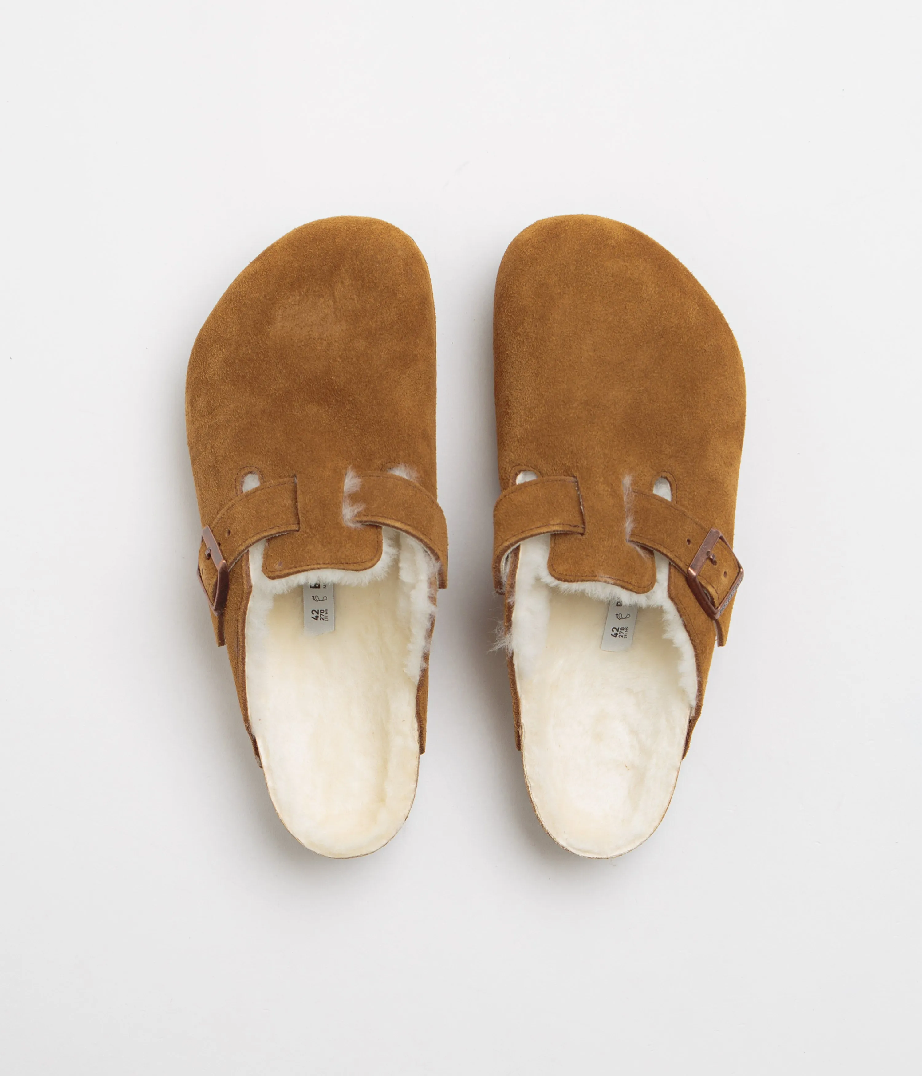 Birkenstock Boston Shearling Sandalen - Mink Birkenstock Schuhe