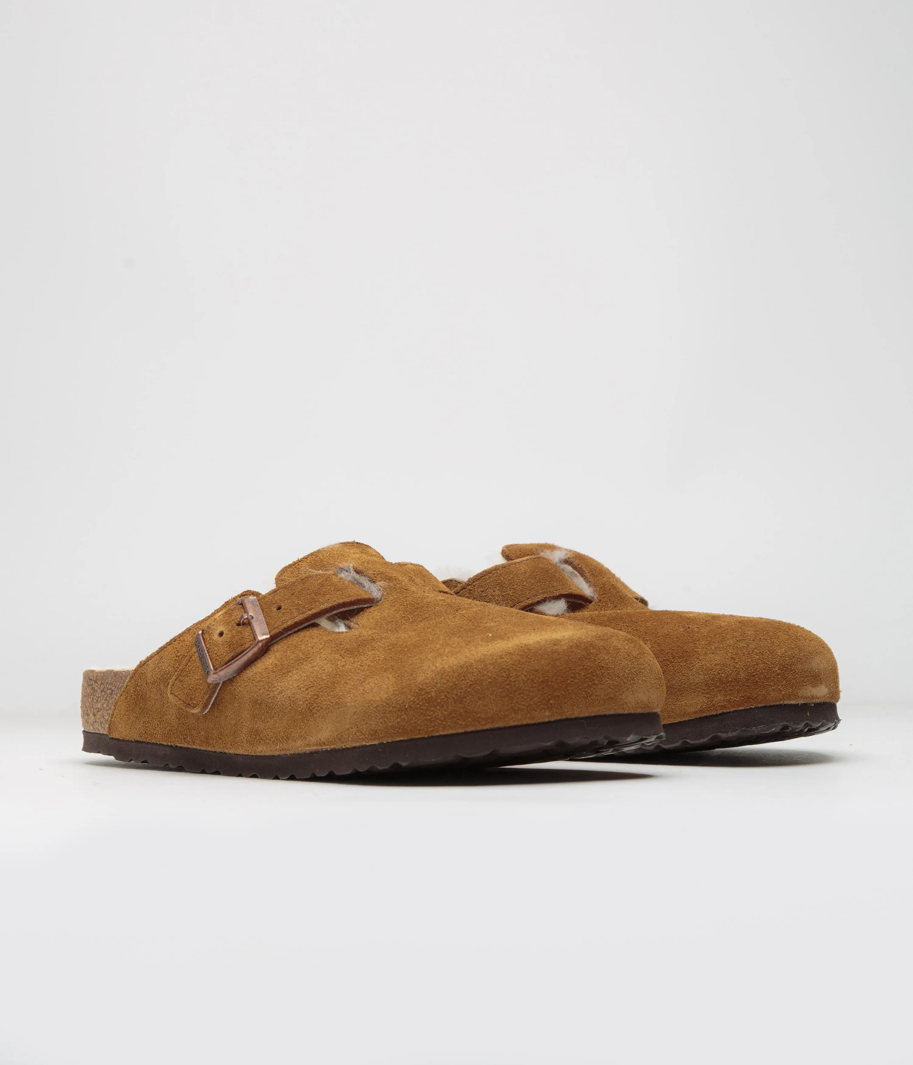 Birkenstock Boston Shearling Sandalen - Mink Birkenstock Schuhe