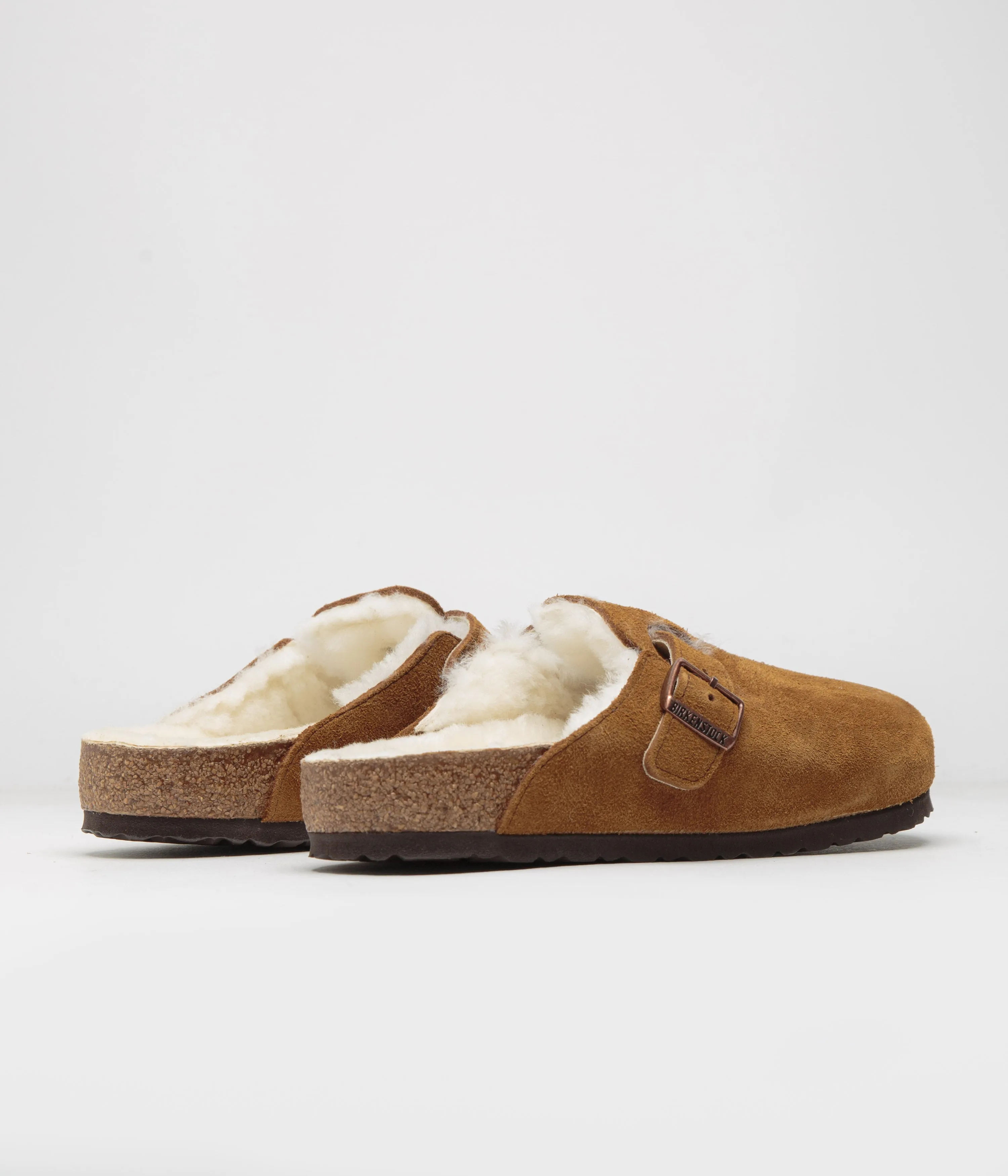 Birkenstock Boston Shearling Sandalen - Mink Birkenstock Schuhe