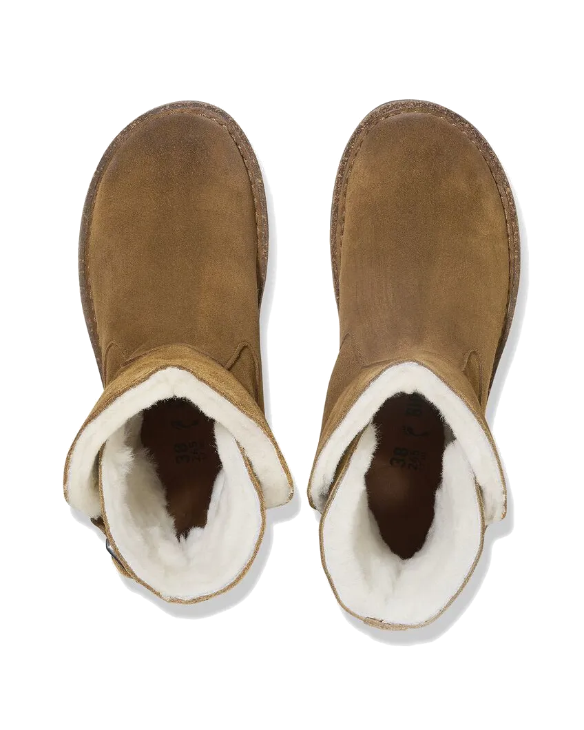 Birkenstock Schuhe Uppsala Shearling Wildleder Stiefel in Dunklem Tee