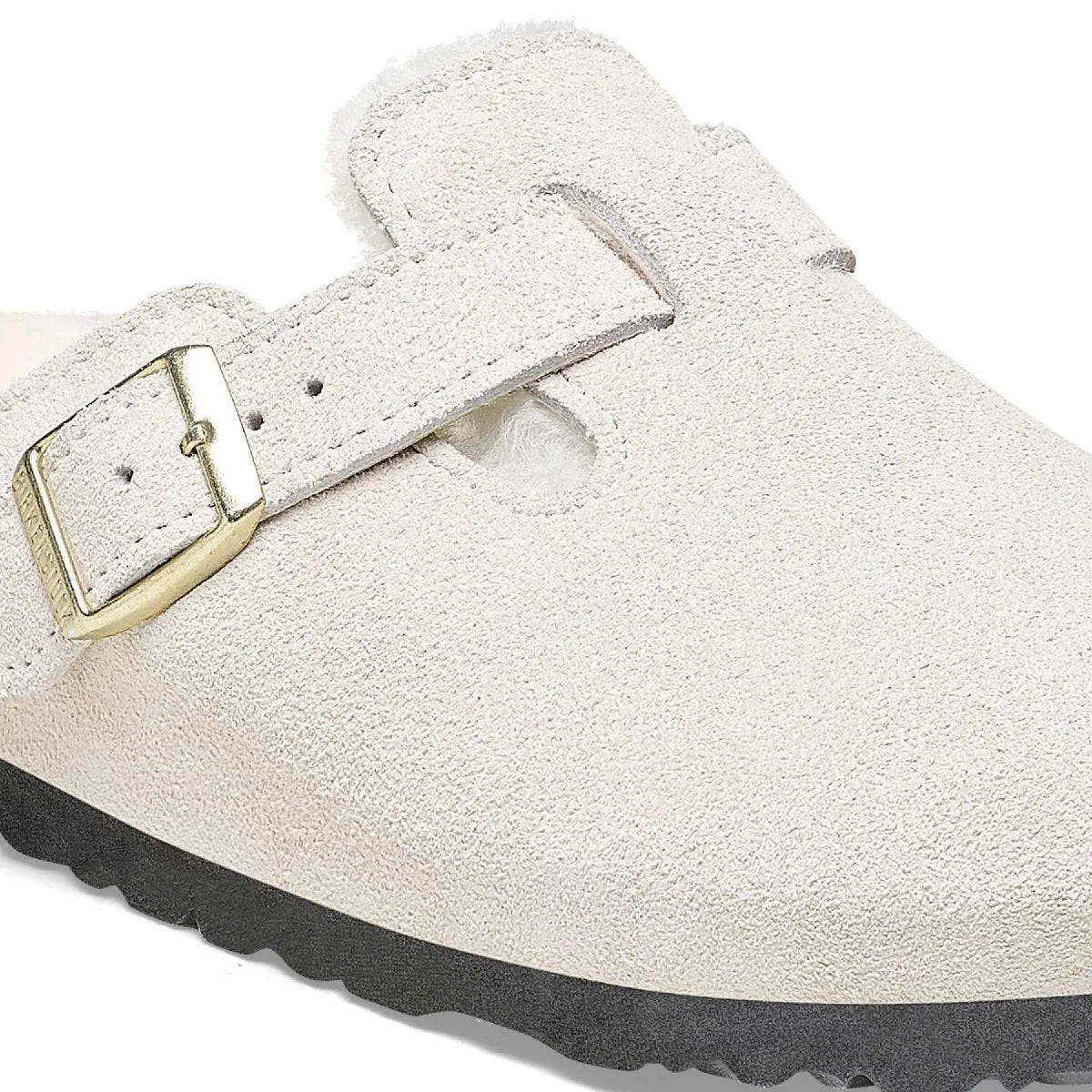 Birkenstock Damen Boston Shearling Antik Weiß Wildleder