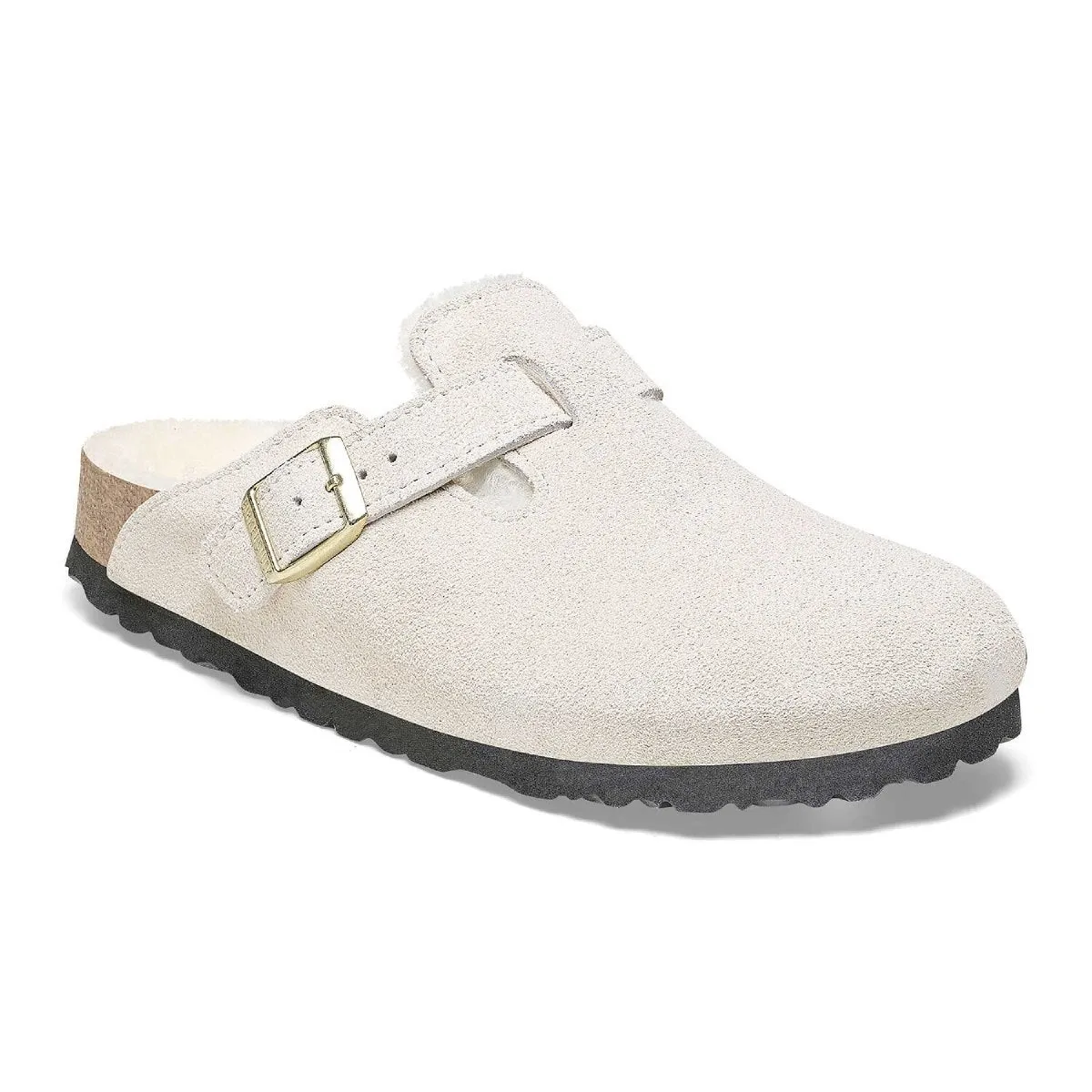 Birkenstock Damen Boston Shearling Antik Weiß Wildleder