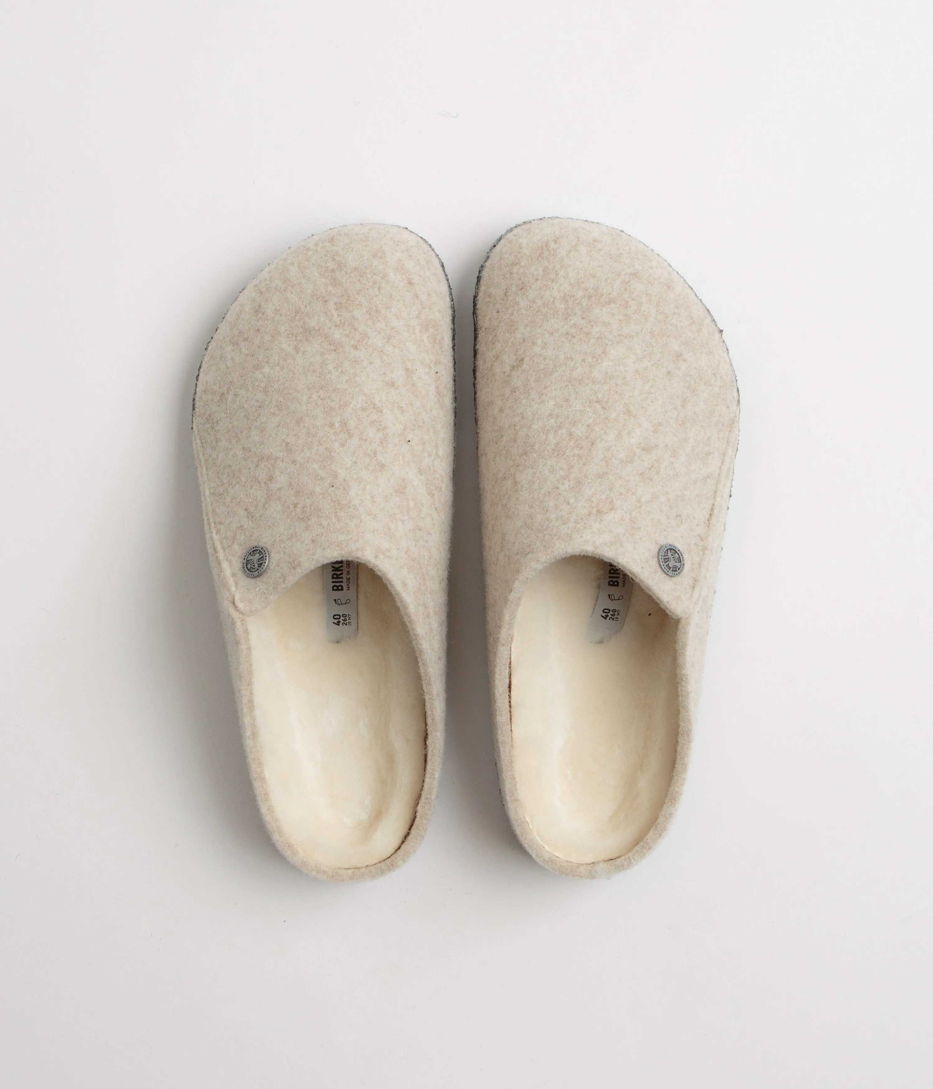Birkenstock Zermatt Filzpuschen mit Schaffell - Eierlikör Birkenstock Schuhe
